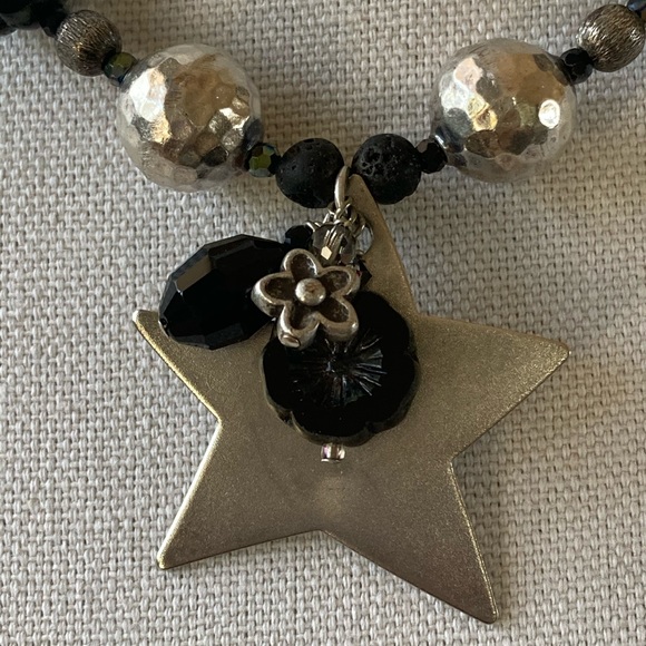 NWT Sterling Silver Crystal Quartz & Spinel Necklace w Star Pendant - Picture 4 of 13